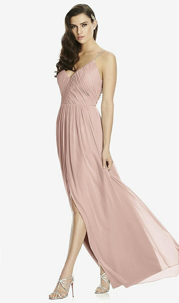 Front View - Neu Nude Deep V-Back Shirred Maxi Dress - Ensley