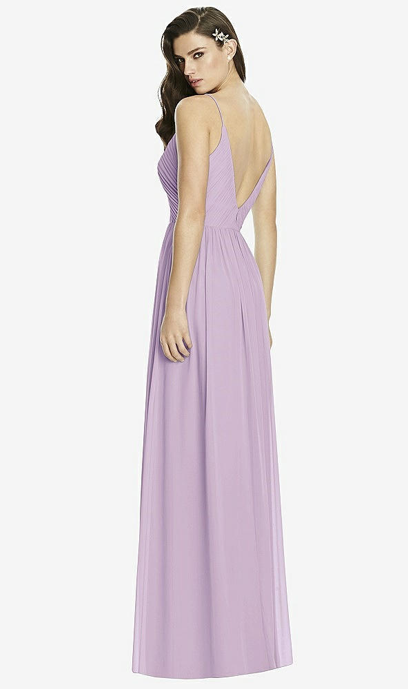 Back View - Pale Purple Deep V-Back Shirred Maxi Dress - Ensley