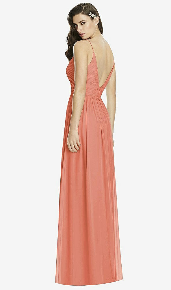 Back View - Terracotta Copper Deep V-Back Shirred Maxi Dress - Ensley