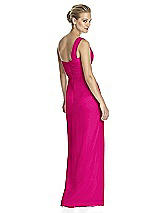 Rear View Thumbnail - Think Pink One-Shoulder Draped Maxi Dress with Front Slit - Aeryn