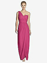 Front View Thumbnail - Tea Rose One-Shoulder Draped Maxi Dress with Front Slit - Aeryn