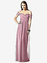 Front View Thumbnail - Dusty Pink Off-the-Shoulder Ruched Chiffon Maxi Dress - Alessia