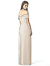 Rear View Thumbnail - Oat Off-the-Shoulder Ruched Chiffon Maxi Dress - Alessia