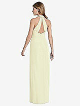 Rear View Thumbnail - Butter Yellow V-Neck Halter Chiffon Maxi Dress - Taryn