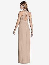 Rear View Thumbnail - Topaz V-Neck Halter Chiffon Maxi Dress - Taryn
