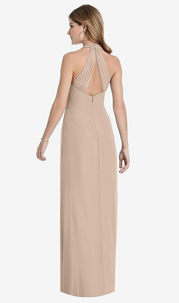 Back View - Topaz V-Neck Halter Chiffon Maxi Dress - Taryn