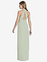 Rear View Thumbnail - Celadon V-Neck Halter Chiffon Maxi Dress - Taryn