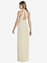 Rear View Thumbnail - Champagne V-Neck Halter Chiffon Maxi Dress - Taryn