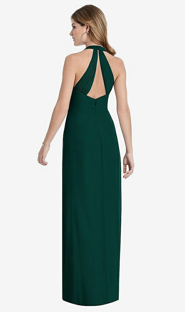 Back View - Evergreen V-Neck Halter Chiffon Maxi Dress - Taryn