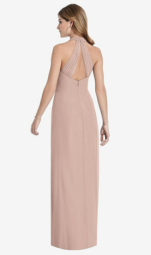 Back View - Neu Nude V-Neck Halter Chiffon Maxi Dress - Taryn
