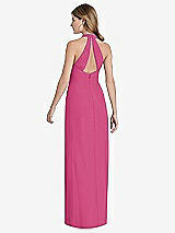 Rear View Thumbnail - Tea Rose V-Neck Halter Chiffon Maxi Dress - Taryn
