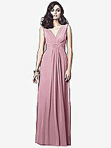 Front View Thumbnail - Dusty Pink Draped V-Neck Shirred Chiffon Maxi Dress - Ari