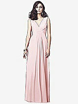 Front View Thumbnail - Ballet Pink Draped V-Neck Shirred Chiffon Maxi Dress - Ari