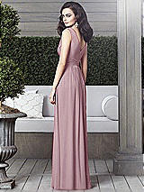 Rear View Thumbnail - Dusty Rose Draped V-Neck Shirred Chiffon Maxi Dress - Ari