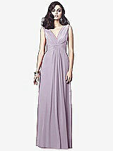 Front View Thumbnail - Lilac Haze Draped V-Neck Shirred Chiffon Maxi Dress - Ari