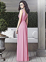 Rear View Thumbnail - Powder Pink Draped V-Neck Shirred Chiffon Maxi Dress - Ari