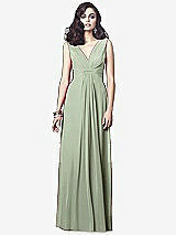 Front View Thumbnail - Sage Draped V-Neck Shirred Chiffon Maxi Dress - Ari