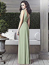 Rear View Thumbnail - Sage Draped V-Neck Shirred Chiffon Maxi Dress - Ari
