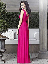 Rear View Thumbnail - Think Pink Draped V-Neck Shirred Chiffon Maxi Dress - Ari