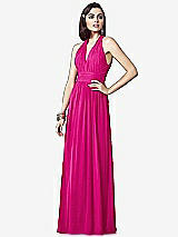 Front View Thumbnail - Think Pink Ruched Halter Open-Back Maxi Dress - Jada