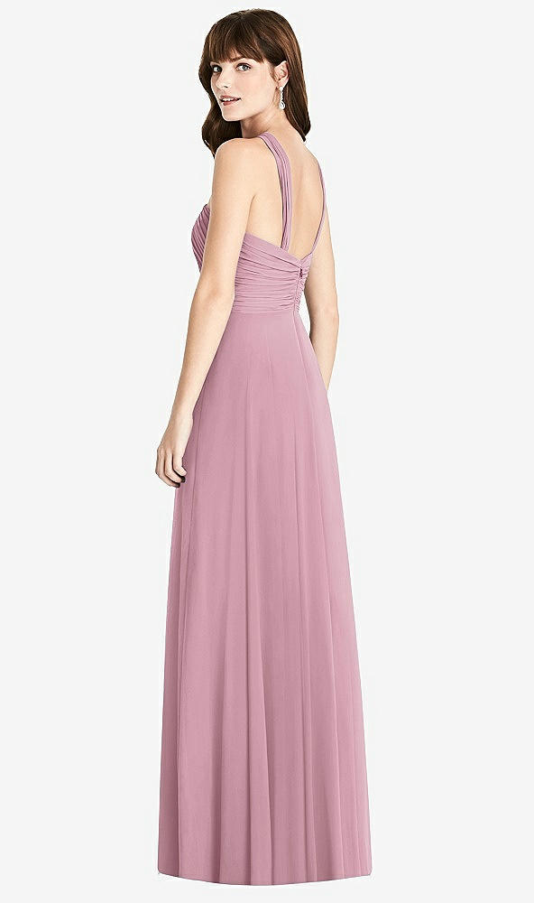 Back View - Dusty Pink Twist Halter Chiffon Maxi Dress - James