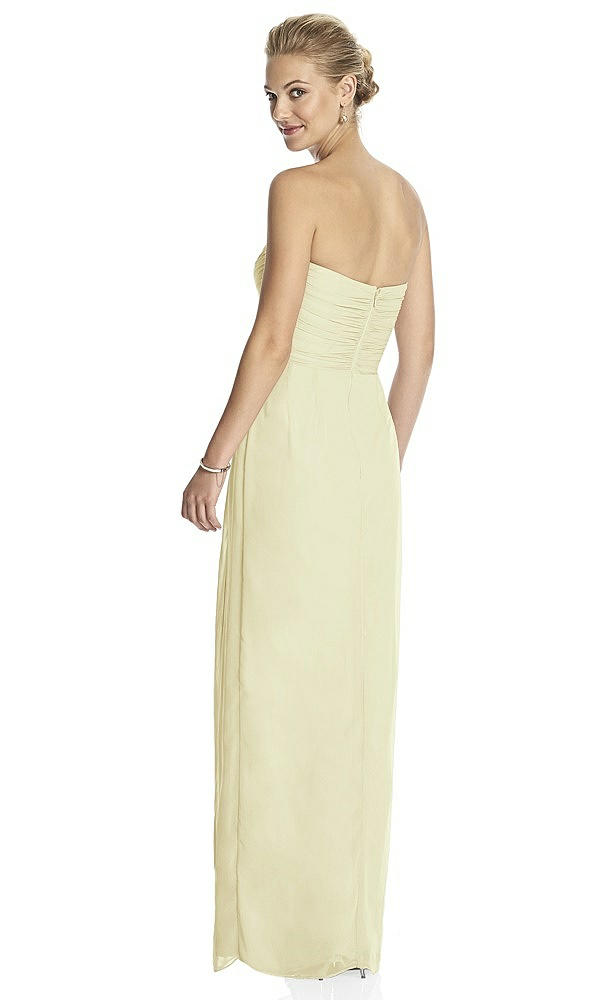 Back View - Butter Yellow Strapless Draped Chiffon Maxi Dress - Lila