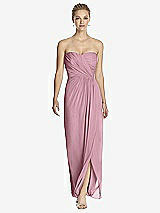 Front View Thumbnail - Dusty Pink Strapless Draped Chiffon Maxi Dress - Lila