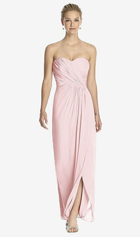 Front View - Ballet Pink Strapless Draped Chiffon Maxi Dress - Lila