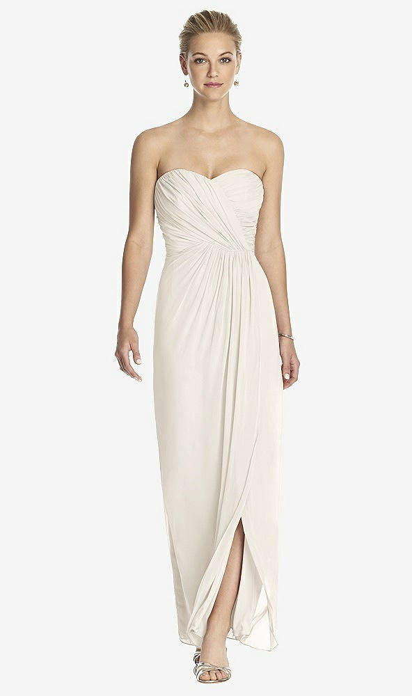 Front View - Ivory Strapless Draped Chiffon Maxi Dress - Lila