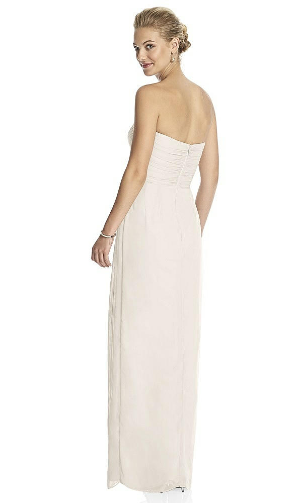Back View - Ivory Strapless Draped Chiffon Maxi Dress - Lila