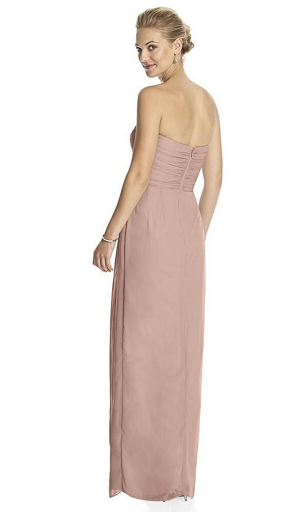 Back View - Neu Nude Strapless Draped Chiffon Maxi Dress - Lila