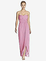 Front View Thumbnail - Powder Pink Strapless Draped Chiffon Maxi Dress - Lila
