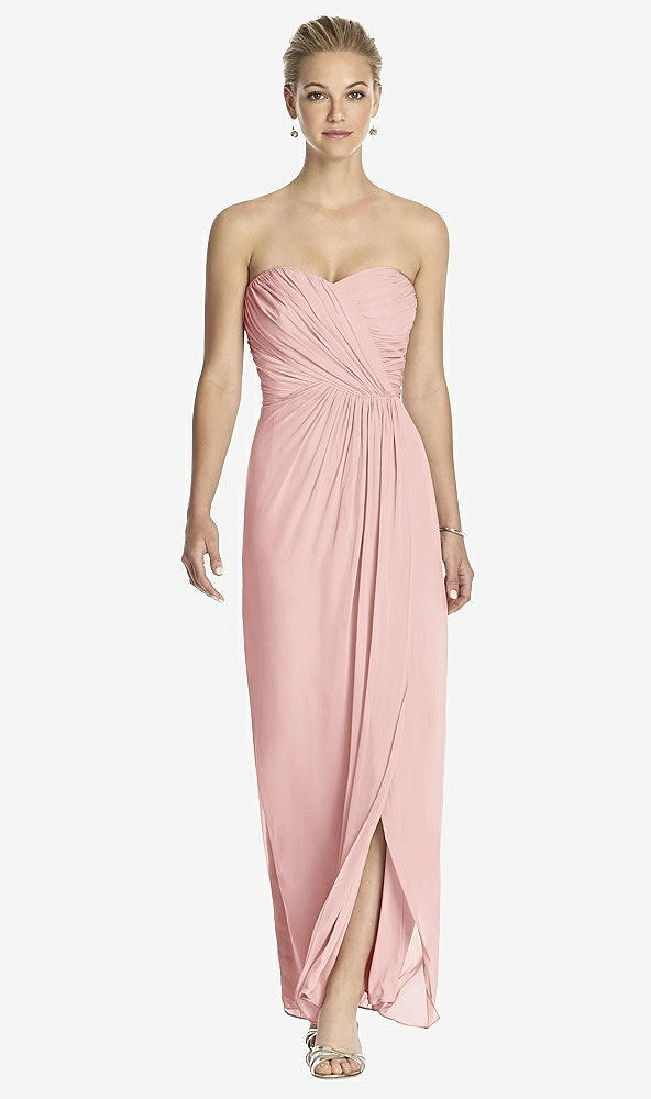 Front View - Rose Strapless Draped Chiffon Maxi Dress - Lila