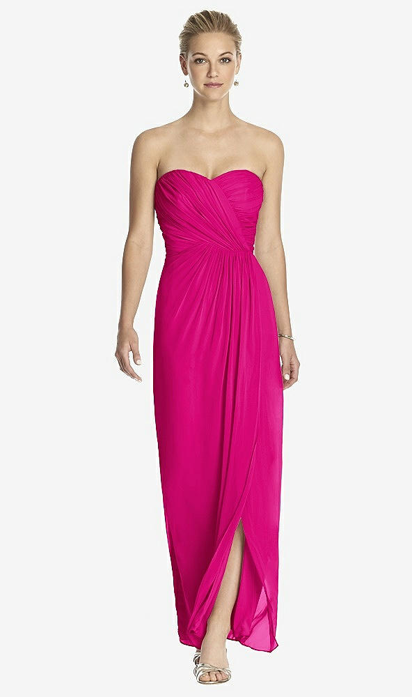 Front View - Think Pink Strapless Draped Chiffon Maxi Dress - Lila
