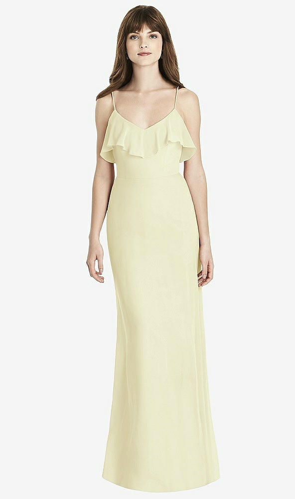 Front View - Butter Yellow Ruffle-Trimmed Backless Maxi Dress - Britt