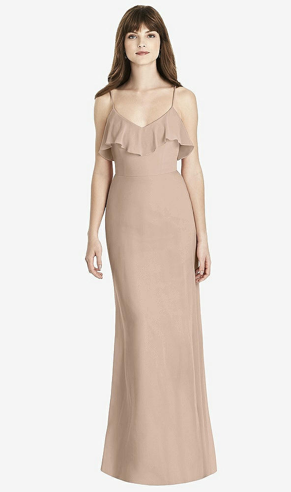 Front View - Topaz Ruffle-Trimmed Backless Maxi Dress - Britt