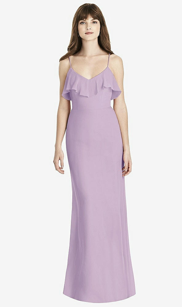 Front View - Pale Purple Ruffle-Trimmed Backless Maxi Dress - Britt