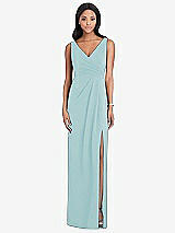 Front View Thumbnail - Canal Blue Lux Jersey Draped Maxi - Sena