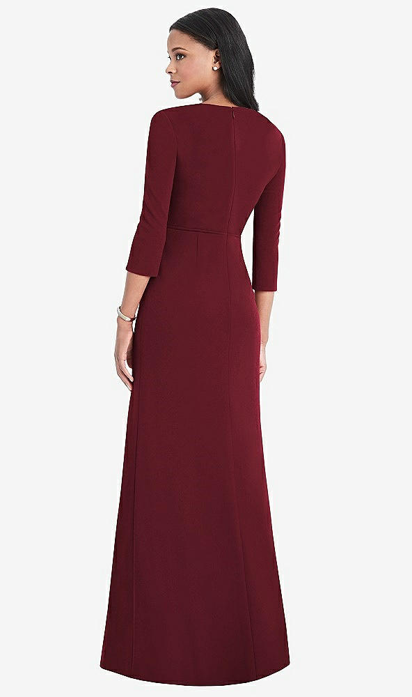 Back View - Cabernet Lux Jersey Draped Sleeve Maxi - Yara