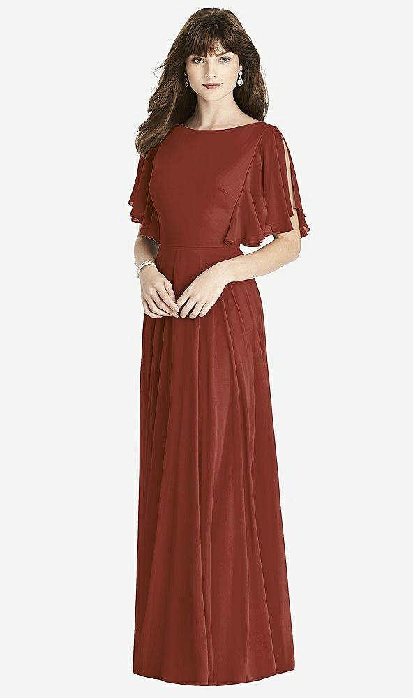 Front View - Auburn Moon Split Sleeve Backless Maxi Dress - Lila