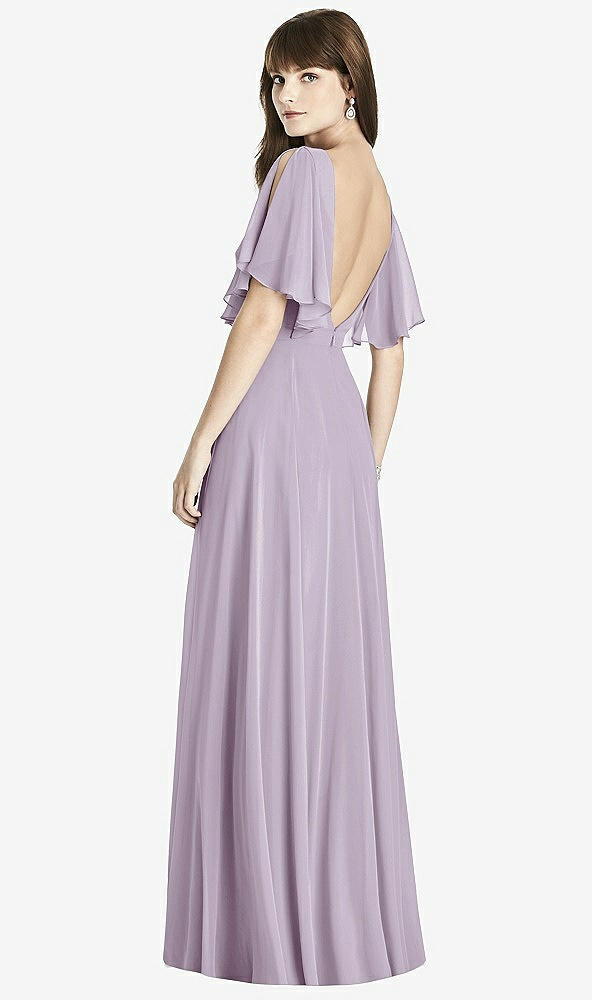 Back View - Lilac Haze Split Sleeve Backless Maxi Dress - Lila
