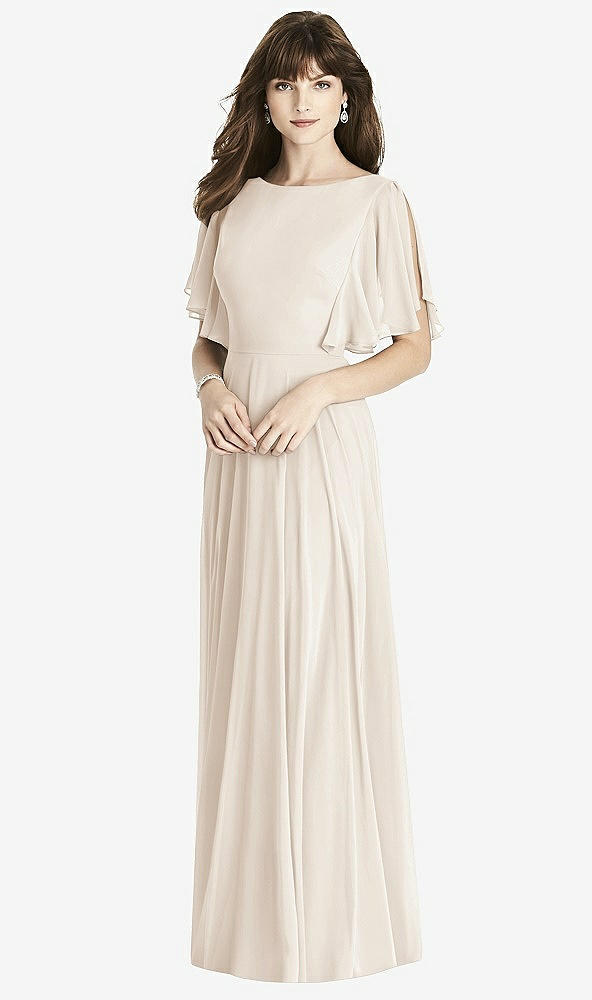 Front View - Oat Split Sleeve Backless Maxi Dress - Lila