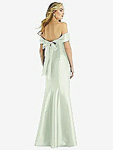 Rear View Thumbnail - Mint Green Off-the-Shoulder Bow-Back Satin Trumpet Gown