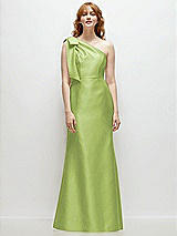Front View Thumbnail - Mojito Bow One-Shoulder Satin Trumpet Gown