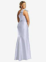 Alt View 6 Thumbnail - Silver Dove Bow One-Shoulder Satin Trumpet Gown