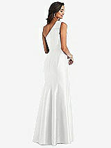 Alt View 2 Thumbnail - White Bow One-Shoulder Satin Trumpet Gown