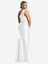 Alt View 6 Thumbnail - White Bow One-Shoulder Satin Trumpet Gown