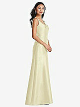 Side View Thumbnail - Butter Yellow Pleated Bodice Open-Back Maxi Dress with Pockets