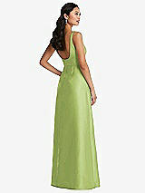Rear View Thumbnail - Mojito Pleated Bodice Open-Back Maxi Dress with Pockets