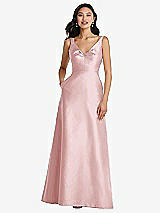 Front View Thumbnail - Ballet Pink Pleated Bodice Open-Back Maxi Dress with Pockets